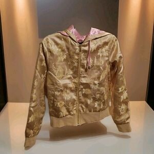 Y2K Clubwear Sweet Vibes Gold Streetwear Floral Embroidered Embellished Hoodie